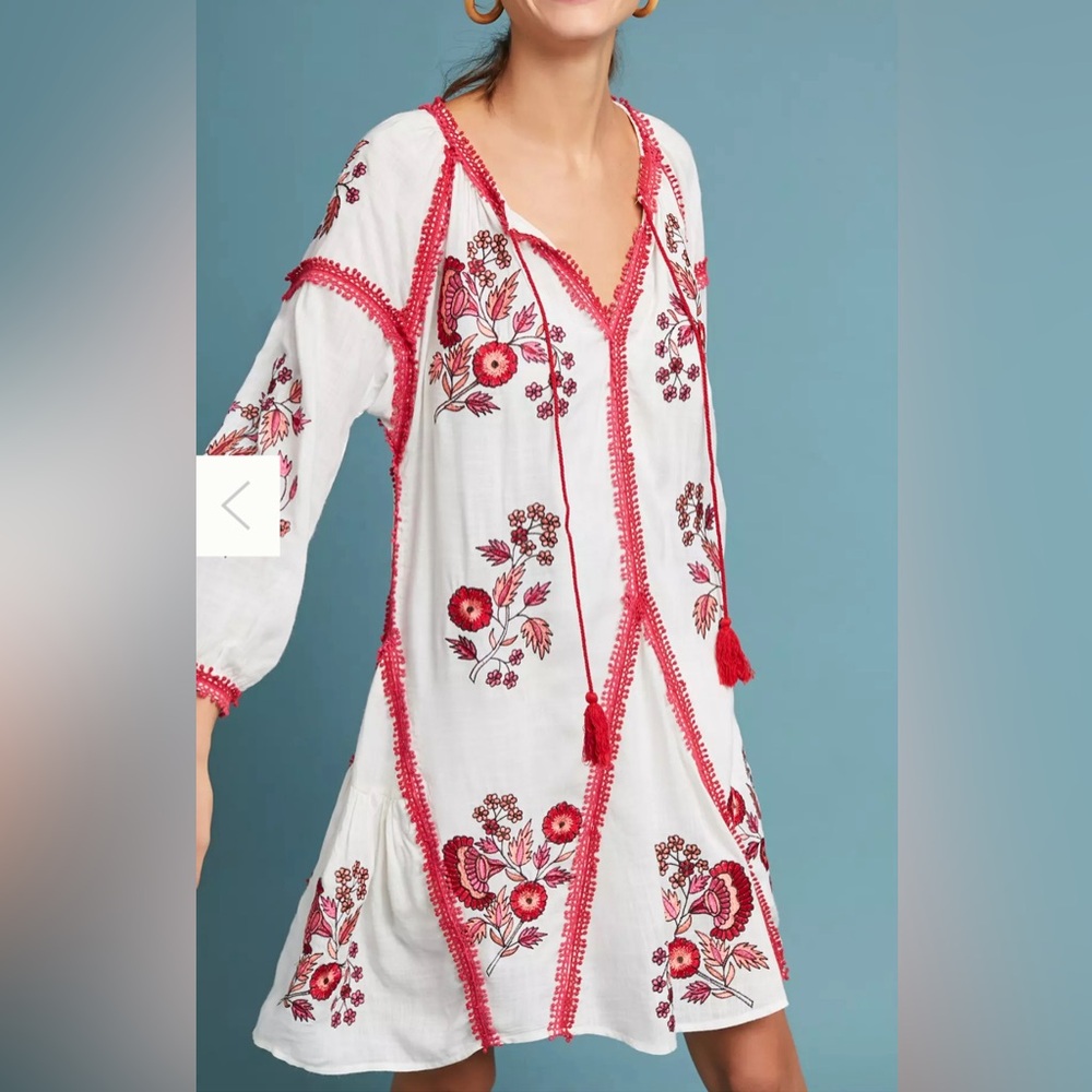 Anthropologie Ranna Gill Hadley Embroidered Tunic Dres